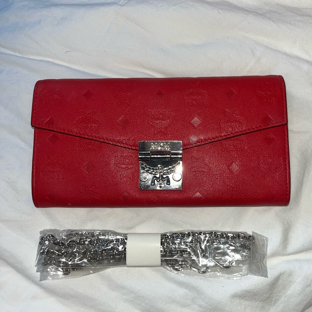 MCM Red Crossbody Wallet ; Chain unopened